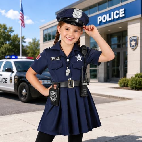 Police Officer Costume for Girls Halloween Cop Dress Up