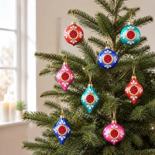 12 Pcs Vintage Glass Christmas Ornament Reflector Decor, Sparkling