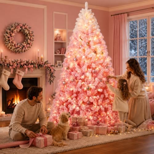 9ft Pre-Lit Artificial Christmas Tree, 600 Lights, 1918 Tips