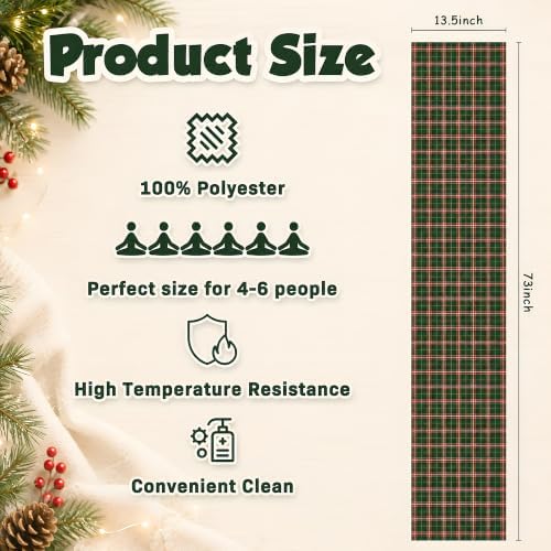 Christmas Decorations - Red Green Plaid Christmas Table Runner