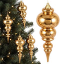 Soulchen 4 Pcs 12" Large Christmas Finial Drop Ornaments, Shiny, Gold