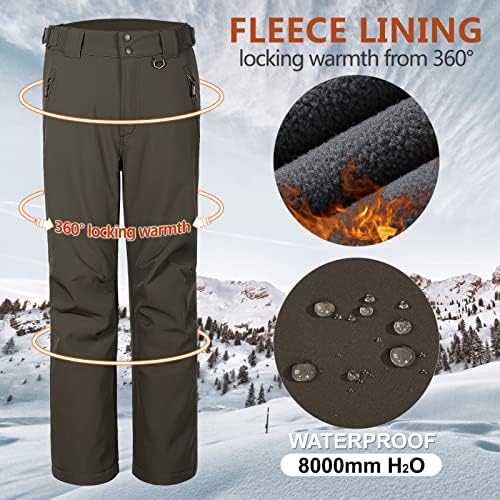 Outdoor Ventures Men's Fleece Lined Ski Snow Pants Waterproof Insulated