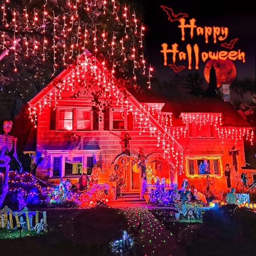 33FT Icicle Lights for Outside 400 LED Red Christmas Lights