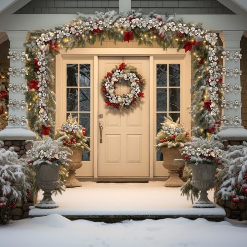 2 Pcs 6 ft Christmas Ball Ornament Garland, Champagne Gold