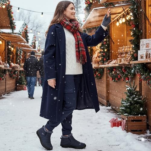 Alicegana Snow Boots for Women Winter: Warm Fur Lined Ankle Booties Comfortable Waterproof Slip On Lightweight Womens Boots