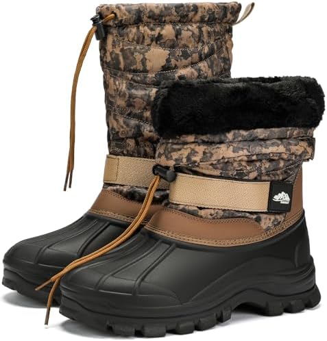 Kricely Men's Snow Boots Waterproof Non-Slip Outdoor Hiking Athletic Warm Fur Boot Comfortable Causual Cold-Weather Boots