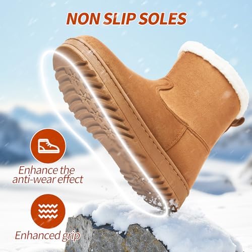 Women's Snow Winter Boots Fuzzy Ankle Booties WithZipper