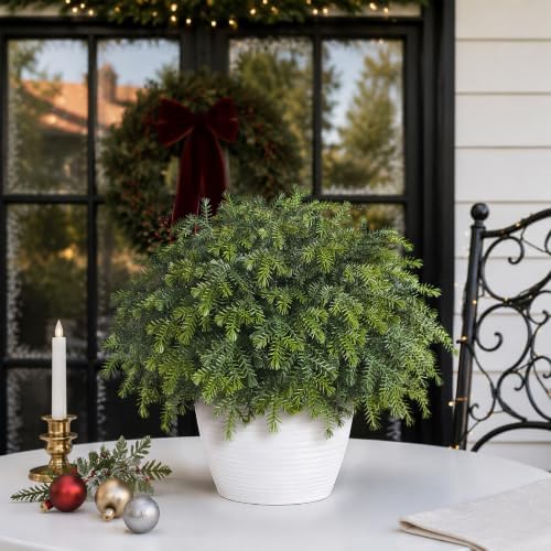 2 Set Artificial Christmas Norfolk Pine Topiary Ball Tree for Front Door