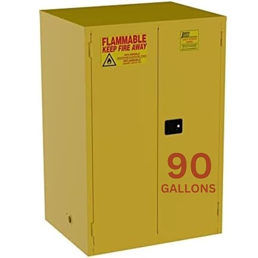 Jamco 90 Gallon Steel Flammable Safety Cabinet, Manual Doors, Yellow | All-Welded Double-Wall Steel Flammable Storage Cabinet, Lockable Doors, 43"W X 34"D X 65"H, Osha & Fm Certified, Made In Usa