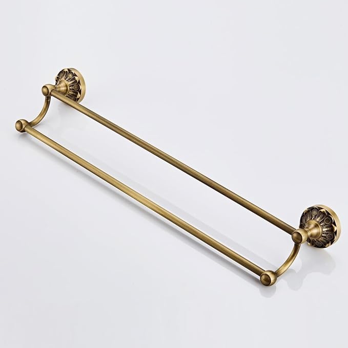 16in Double Layer Bathroom Brass Towel Bar Antique Brush Bronze Towel Bar Kitchen Dish Cloths Bar Hanger for Bathroom Kitchen Vintage Bronze Decorative Towel Holder (Brush Bronze, 40cm)