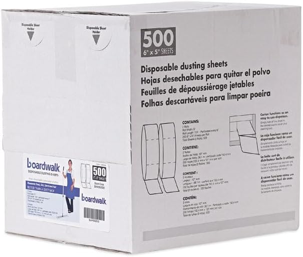 Boardwalk TrapEze Disposable Dusting Sheets, 5" x 6", White, 250 Sheets/Roll, 2 Rolls/Carton