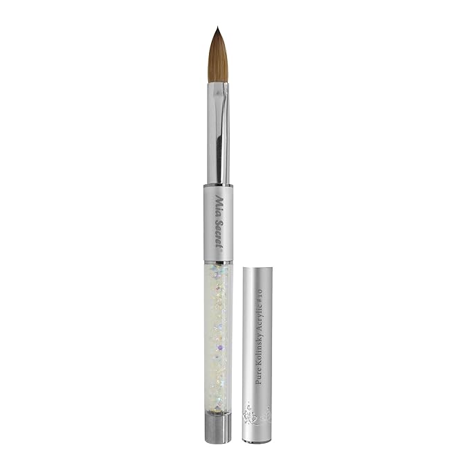 Mia Secret PREMIER NAIL BRUSHES 100% Kolinsky Hair MADE IN USA Prenium Nail Art Brushes (Silver, 10 OR)