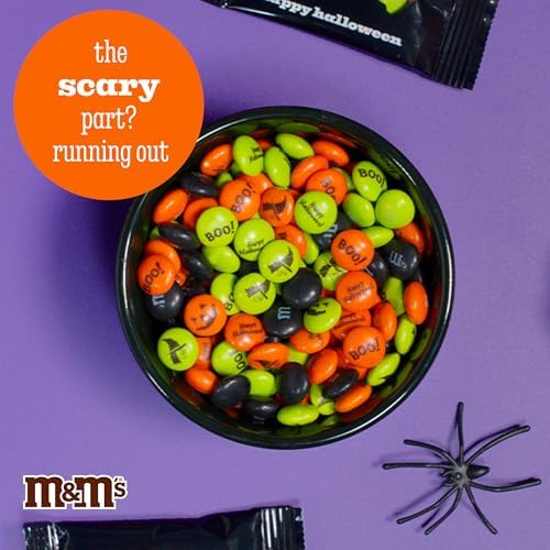 M&M’S WORLD Pre-Printed Halloween Candy - 5lbs of Bulk Candy in Resealable Pack for Halloween Party, Trick or Treat Favor, Halloween Dessert Decorations, Tasty Snacks for DIY Party
