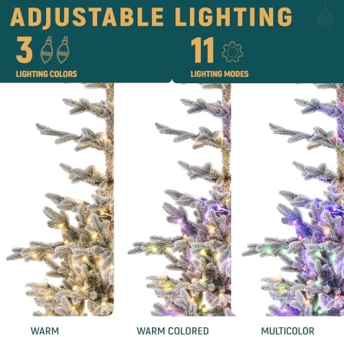 YITAHOME 7.5ft Flocked Prelit Sparse Slim Christmas Tree Aspen Fir w/Remote