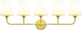 Bathroom Vanity Light, Brushed Gold Bathroom Light Fixtures, 5-Light Lighting Fixtures Over Mirror, Modern Wall Sconce with Flared White Fabric Shade, E26 Socket(ETL Listed)