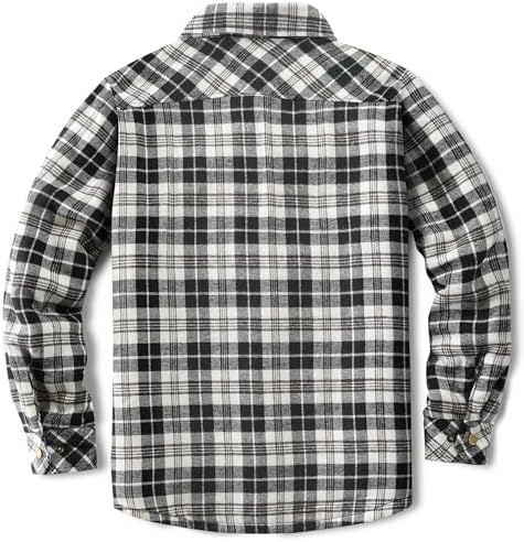 Men's Sherpa Cotton Flannel Shirt Jacket Plaid Button Coat Pocket