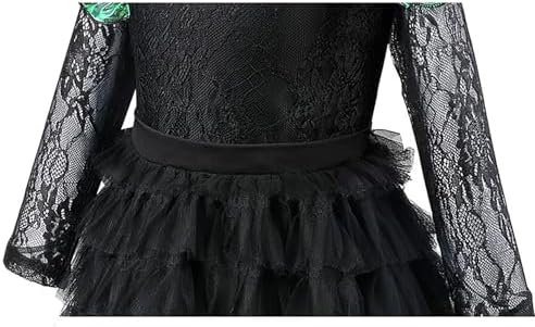 7Pcs Witch Black Costume Dress for Girls Halloween Set with Hat Cape Boom