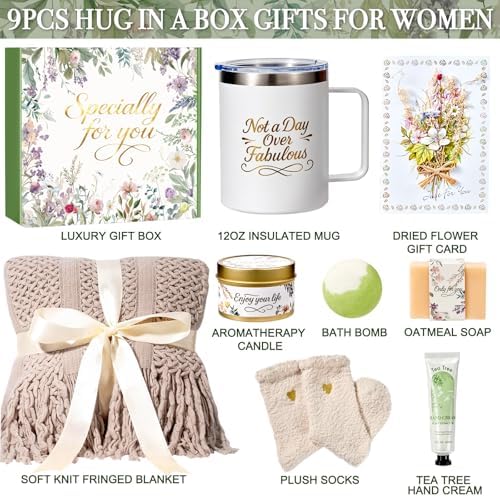 Self Care Gifts for Women Birthday Gifts for Her, Christmas Self Care Gift Basket, Get Well Soon Gift, Thinking of You Care Package Spa Gift for Women, Gift Box for Adults Mom Sister