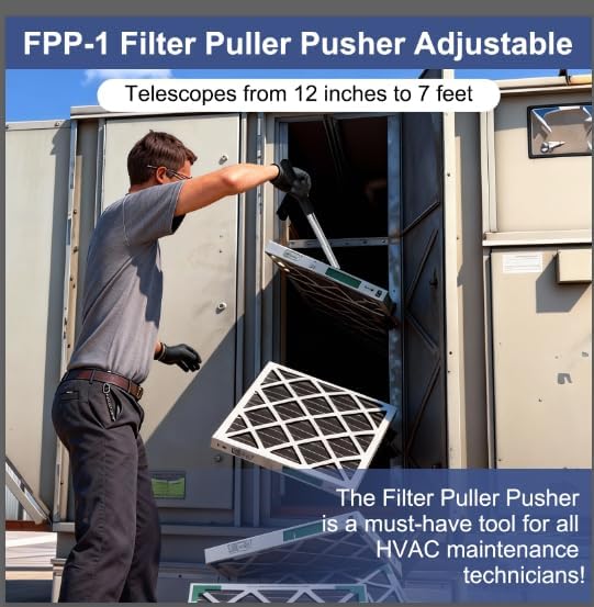 FPP-1 FPP1 Telescopic Filter Puller Pusher Tool with Magnet for HVAC Maintenance, Extends 12 Inches to 7 Feet, Heavy-Duty HVAC Air Filter Tool for Technicians and DIY Homeowners