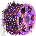 Dazzle Bright Outdoor Halloween String Lights, 1000 LED 328 FT Plug in Fairy Light with Remote Control 8 Modes & Timer, Waterproof Decoration for Home Garden Yard Wedding, Purple and Orange