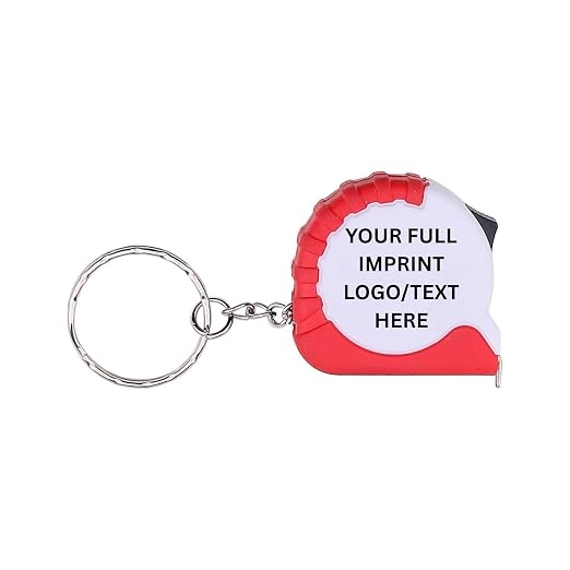 Custom Mini Tape Measure Keychain, Bulk Set of 200 with Full Imprint Personalized with Your Logo/Text/Pic Perfect for Promotional Item, Gift and for Party
