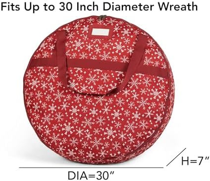 Covermates Standard Wreath Storage Bag with Pouch, 30" Diameter, Red Snow
