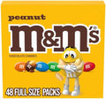 M&M'S Peanut Chocolate Candy, Full Size Candy 1.74 oz Bag, Bulk Pack of 48