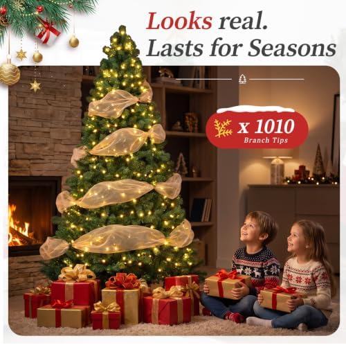 CASA CLAUSI 6ft Artificial Christmas Tree Unlit Pine Xmas Tree,Yellow Green