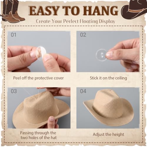 Epakh 12 Pcs 3D Cowboy Hat Hanging Streamers Western Party Decorations