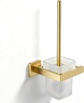 Brushed Gold Toilet Brush and Holder Set, NEWRAIN Wall Mounted Toilet Bowl Brush with Long Handle, Stainless Steel Toilet Brushes for Bathroom-Space Saving