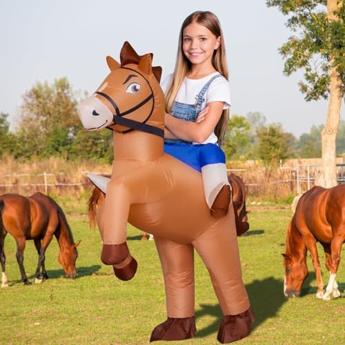 Stegosaurus Inflatable Horse Costume for Kids Halloween Riding a Horse Cowboy Costumes Funny Blow up Costumes for Boys Girls Cosplay Party