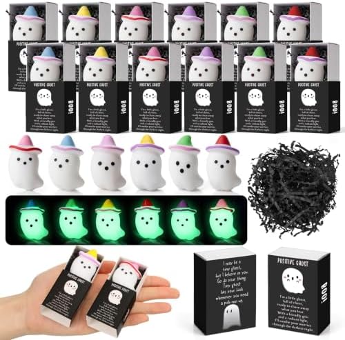 72 Sets Halloween Positive Gifts Luminous Ghost Desk Decor Trinkets, White