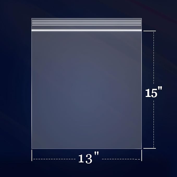 iMailer - 500 Count - 13" x 15" Clear Reclosable Zip Plastic Poly Bags - 2 Gallon Zip Bags for Clothing, T-Shirts, Pants