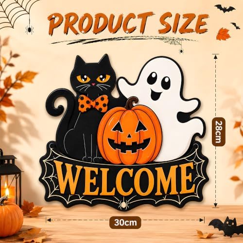 Halloween Party Decorations - Halloween Welcome Wreaths Sign for Front Door