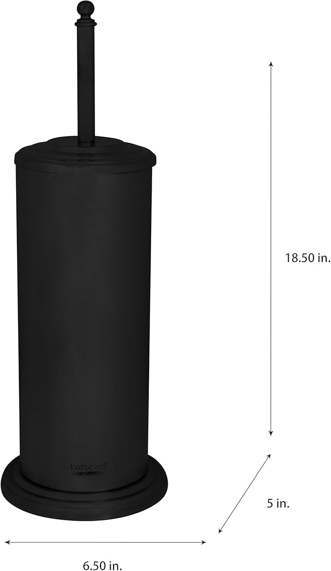 Bath Bliss Trash Can, Toilet Brush and Plunger 3 Piece Bathroom Set in Matte Black