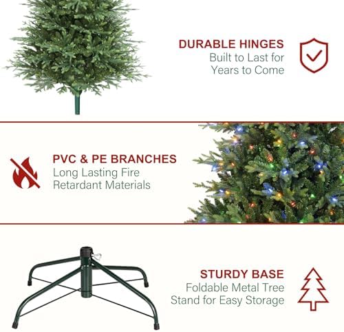 Hykolity 7.5 ft Prelit Christmas Tree with 450 Multicolor LEDs