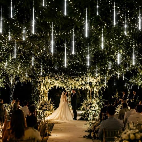 Aukora Christmas Lights Outdoor,UL Certified White Meteor Shower Lights