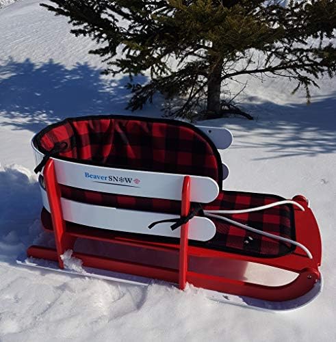 Snow Sled for Toddlers, with Cushion Pad and Seat Belt Red