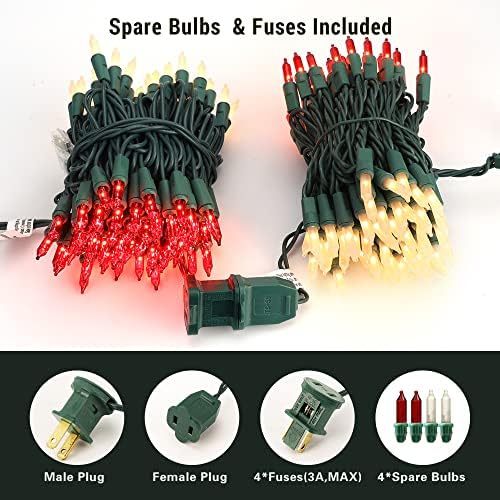 BrizLabs Red & White Christmas Lights, 300 Count 69.6ft Mini Outdoor Lights
