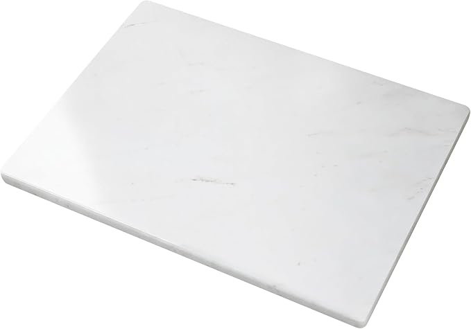 White Marble Cutting Board 20 x 16 Inch, Heavy Duty Stone Pastry Board for Dough Kneading, Baking, Rolling, and Serving Tray, Yugoslavia White