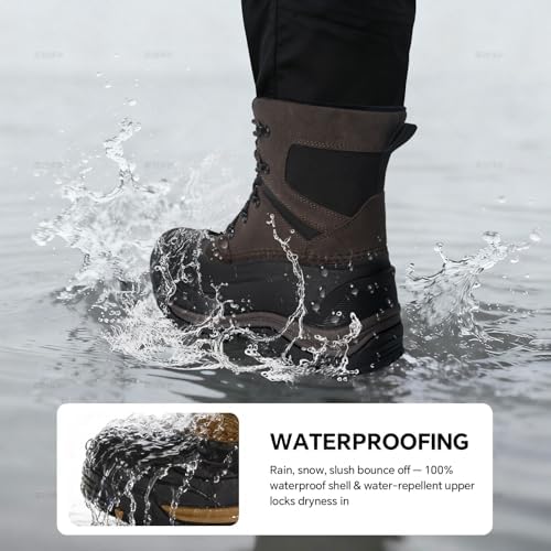 Men's Snow Boots, Waterproof Leather Winter Boots for Men