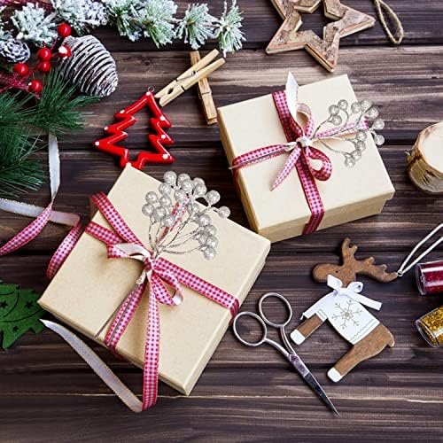 Fangoo 20 Pack 7Inch Artificial Silver Berry Stems for Christmas Tree Decor