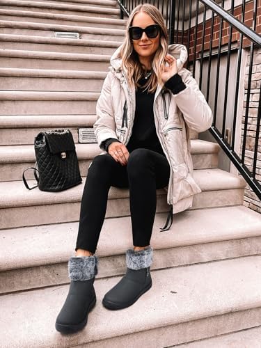 TEMOFON Women Snow Boots Waterproof: Fur Lined Warm Winter Ankle Booties