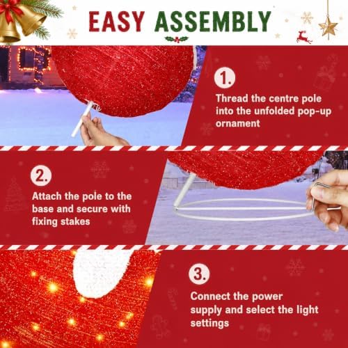 2 Pcs Lighted Outdoor Christmas Ornaments, 160 LEDs, Red and Green