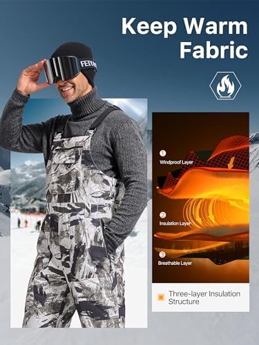 FREE SOLDIER Mens Snow Bibs Ski Snow Pants Softshell Ski Bib Overalls