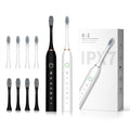 SUNPRO 2 Pack Adults Sonic Electric Toothbrush, 42000vpm, 6 Modes Rechargeable for Deep Cleaning Include 8 Heads (Black+White)
