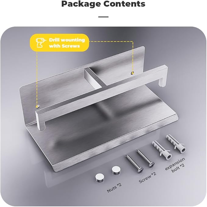 Double Toilet Paper Holder with Shelf, FreshGlow Large Tissue Holder Brushed Nickel, Wall Mount Commercial Toilet Paper Dispenser Phone Shelf Stainless Steel, Tissue Roll for Bathroom