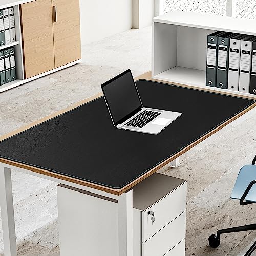 CENNBIE Leather Desk Mat Large, 43.6" x 23.6" Extended Mouse Pad (Black)