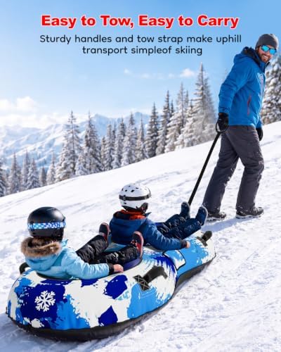Raxurt 2 Person Heavy Duty Snow Tube, Snow Sled with Premium Canvas Cover