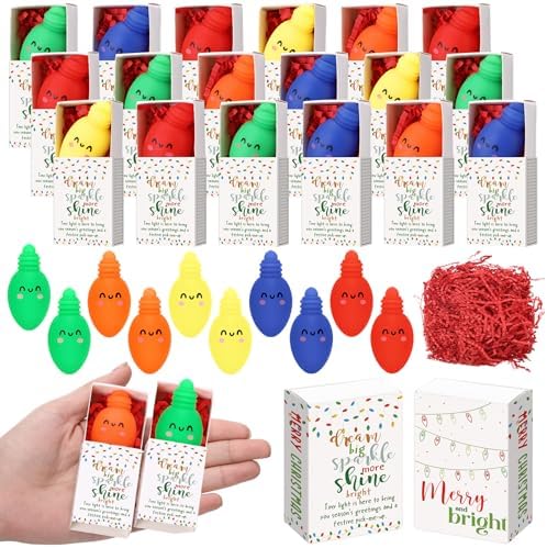 20 Sets Christmas Positive Gifts Light Bulb Party Favors with Boxes